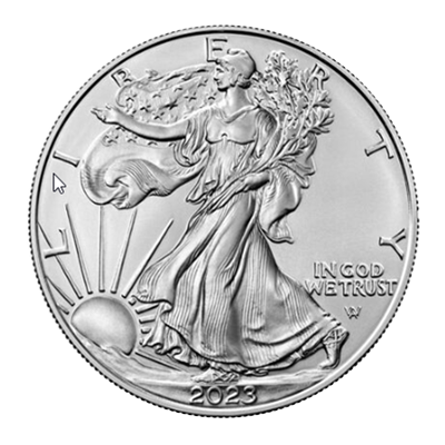 A picture of a 1 oz Silver American Eagle Coin (2023)